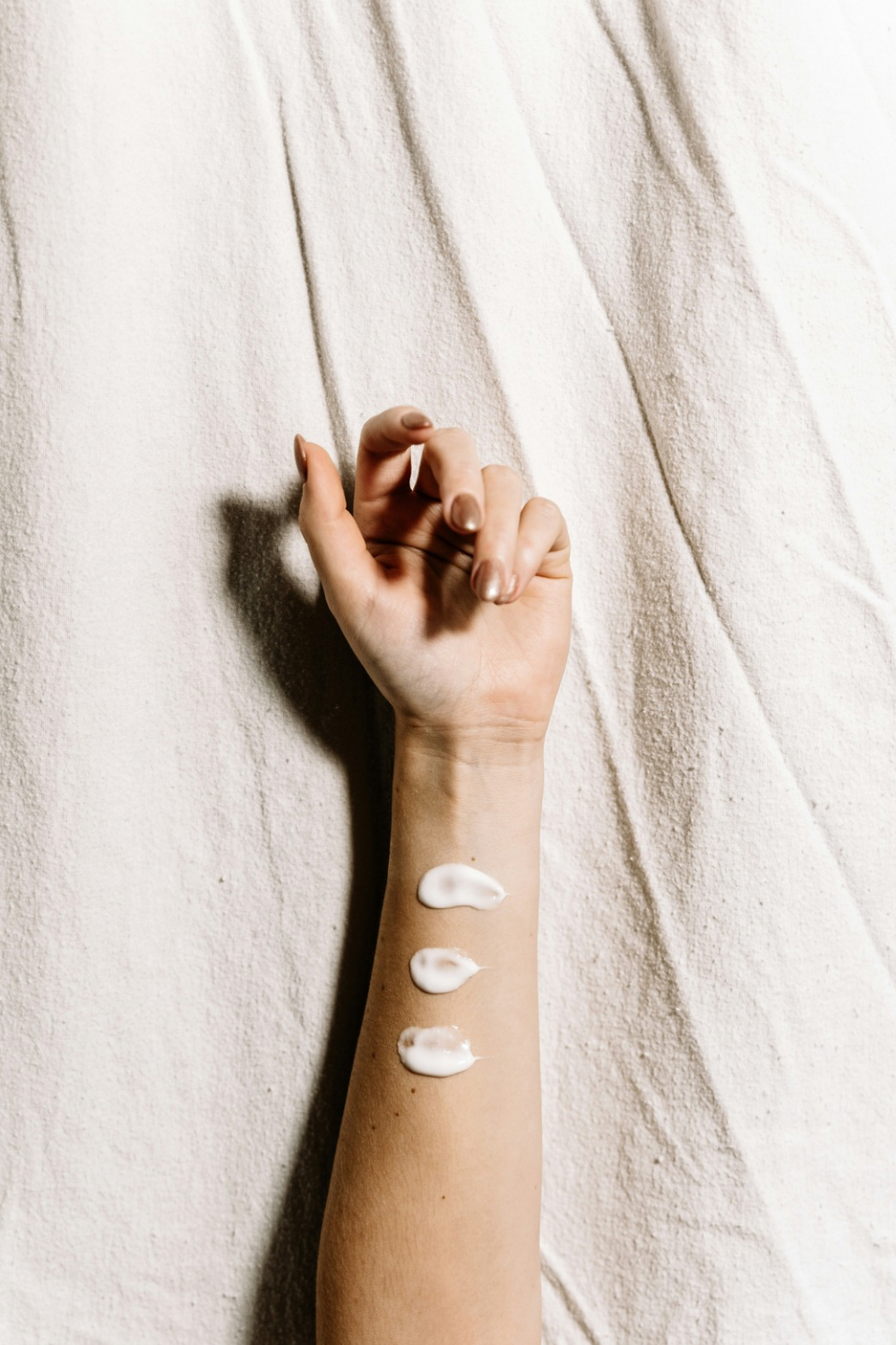 Minimal morning and night skincare routine concept with clean, natural skin