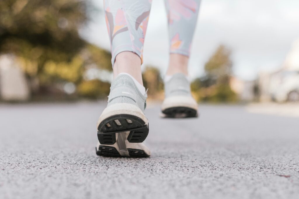 Woman walking outdoors for daily steps